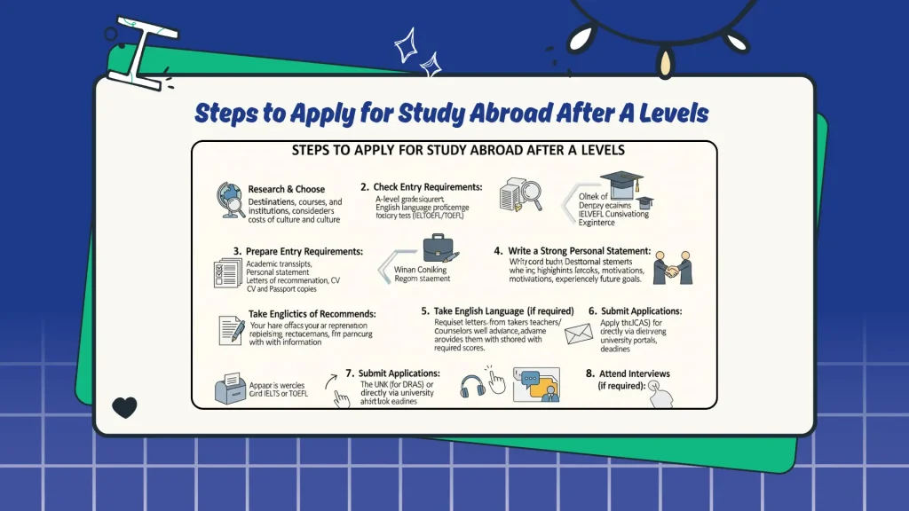 Steps to Apply for Study Abroad After A Levels