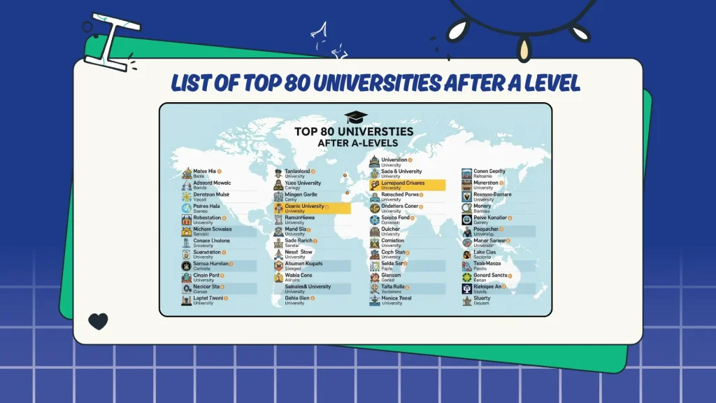 List of top 80 universities after A Level
