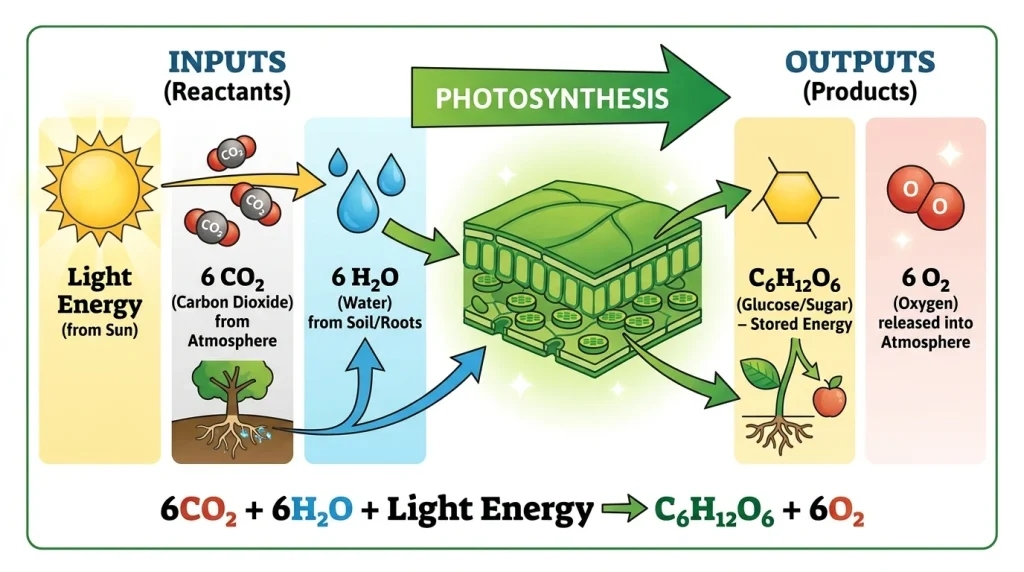 Photosynthesis equation diagram